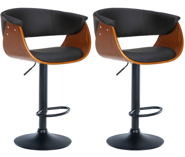Set de 2 taburetes de bar vestal simil cuero nogal/negro 51x60x90 cm