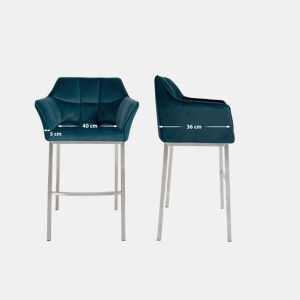 Taburete de bar Damaso de terciopelo con base de cuatro patas Verde 48X64X110 cm