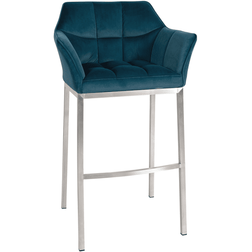 Taburete de bar Damaso de terciopelo con base de cuatro patas Verde 48X64X110 cm