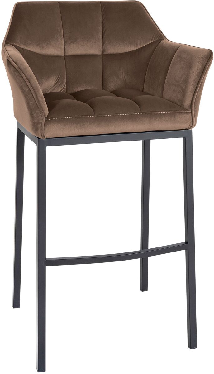 Taburete de bar damaso de terciopelo con base de cuatro patas marrón 48x64x110 cm