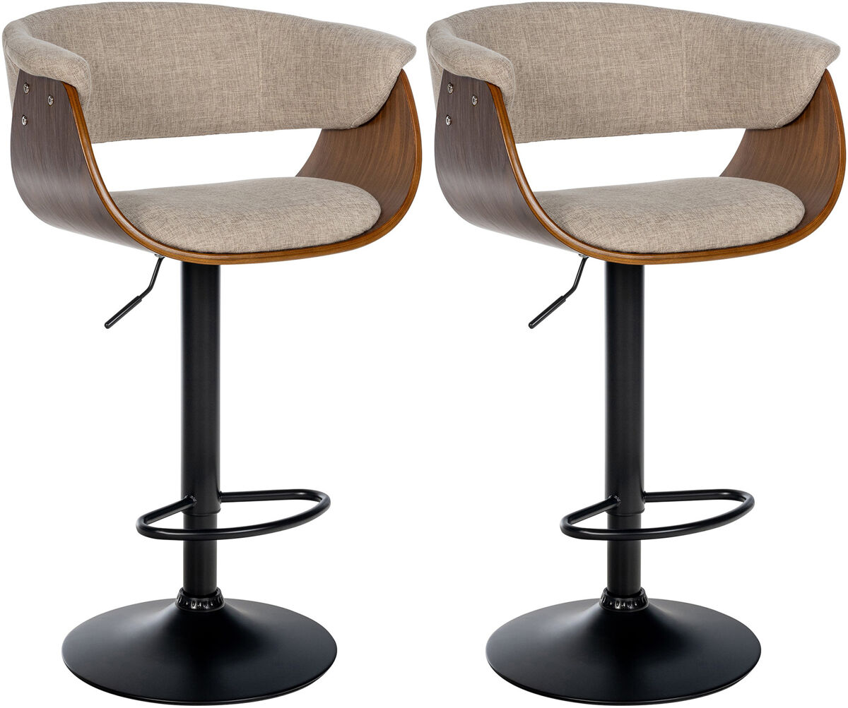 Set de 2 taburetes de bar vestal tela nogal/crema 51x60x90 cm
