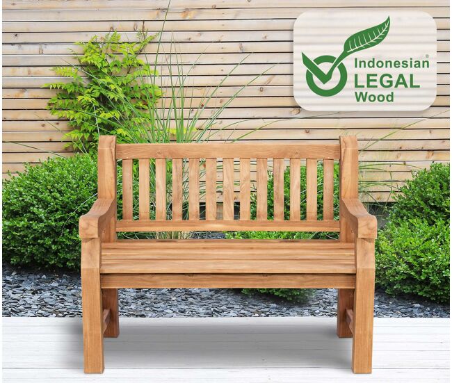Banco de teca de 120 cm con cubierta protectora Madera Teca 61X120X93 cm