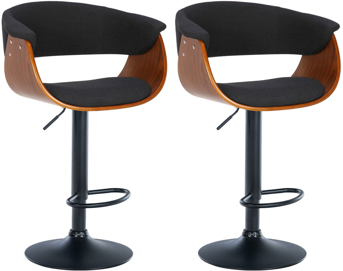 Set de 2 taburetes de bar vestal tela nogal/negro 51x60x90 cm