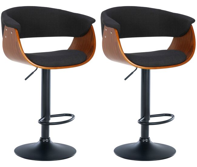 Set de 2 taburetes de bar vestal tela nogal/negro 51x60x90 cm