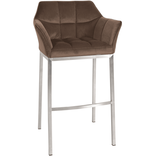 Taburete de bar Damaso de terciopelo con base de cuatro patas Marrón 48X64X110 cm