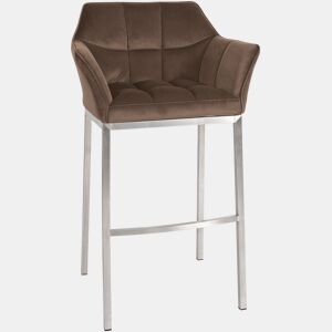 Taburete de bar Damaso de terciopelo con base de cuatro patas Marrón 48X64X110 cm