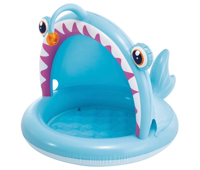 Intex piscina infantil hinchable angler fish con parasol y suelo acolchado