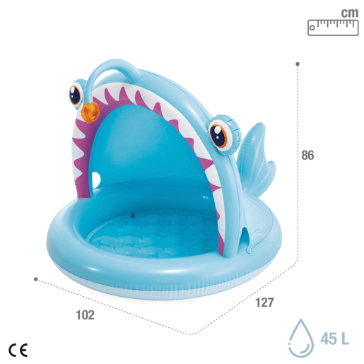 INTEX Piscina inflável infantil Angler Fish com guarda-sol e piso acolchoado INTEX Piscina inflável infantil Angler Fish com guarda-sol e piso acolchoado