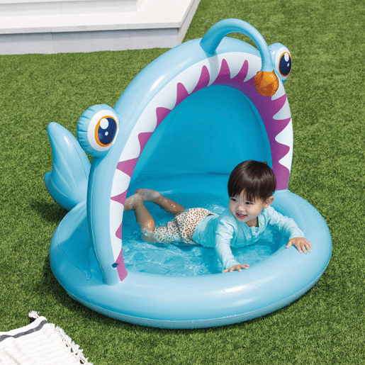 INTEX Piscina inflável infantil Angler Fish com guarda-sol e piso acolchoado INTEX Piscina inflável infantil Angler Fish com guarda-sol e piso acolchoado