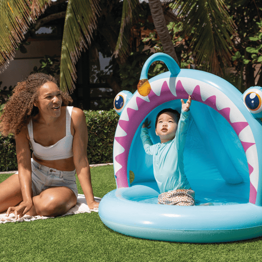 INTEX Piscina inflável infantil Angler Fish com guarda-sol e piso acolchoado INTEX Piscina inflável infantil Angler Fish com guarda-sol e piso acolchoado