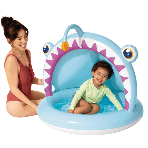 INTEX Piscina inflável infantil Angler Fish com guarda-sol e piso acolchoado INTEX Piscina inflável infantil Angler Fish com guarda-sol e piso acolchoado