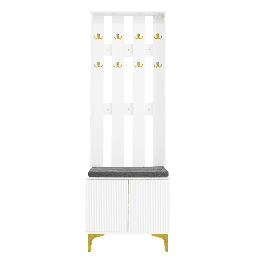 Roupeiro para sala de estar - com ganchos e sapateira - Branco