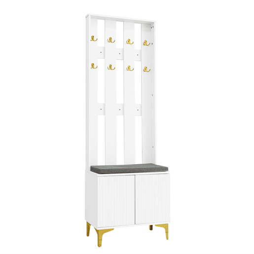 Roupeiro para sala de estar - com ganchos e sapateira - Branco