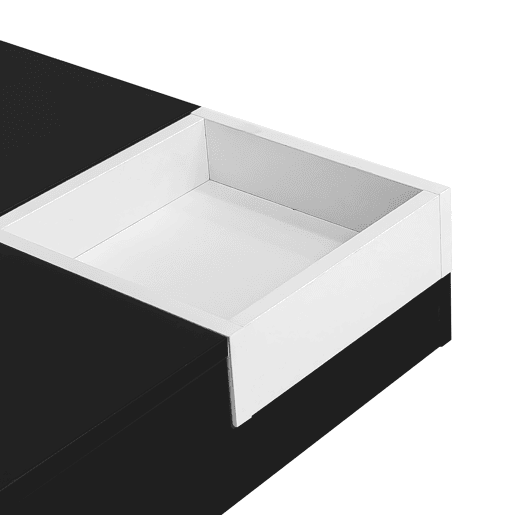 Mesa de centro quadrada com caixa de arrumação extraível - Luzes LED na parte inferior - Preto