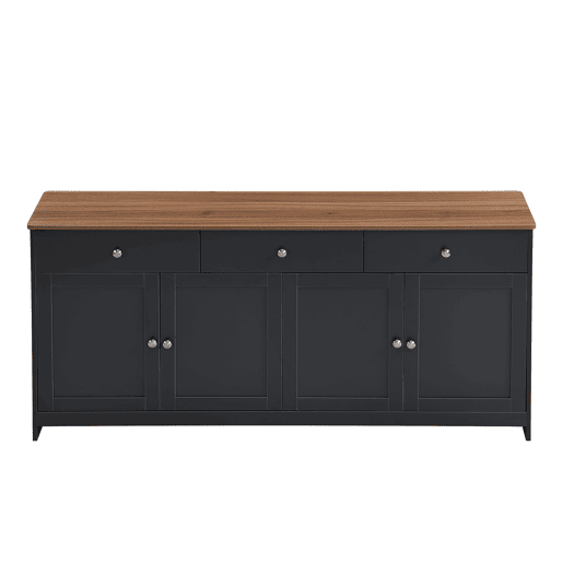 Aparador para sala de estar - 4 portas e 3 gavetas - aglomerado de partÃculas - Preto cinzento Aparador para sala de estar - 4 portas e 3 gavetas - aglomerado de partÃculas - Preto cinzento