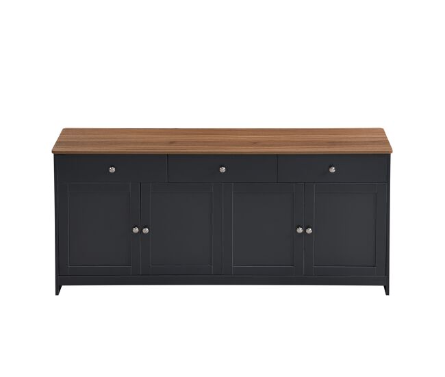 Aparador para salón - 4 puertas y 3 cajones - tableros de partículas - gris negro