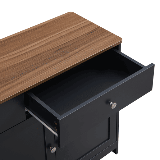 Aparador para sala de estar - 4 portas e 3 gavetas - aglomerado de partÃculas - Preto cinzento Aparador para sala de estar - 4 portas e 3 gavetas - aglomerado de partÃculas - Preto cinzento