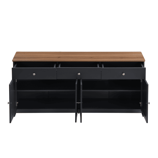 Aparador para sala de estar - 4 portas e 3 gavetas - aglomerado de partÃculas - Preto cinzento Aparador para sala de estar - 4 portas e 3 gavetas - aglomerado de partÃculas - Preto cinzento