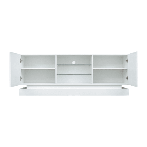 Móvel de TV moderno com LED colorido - adequado para TV de 70u201D - 2 portas e 3 prateleiras - Branco