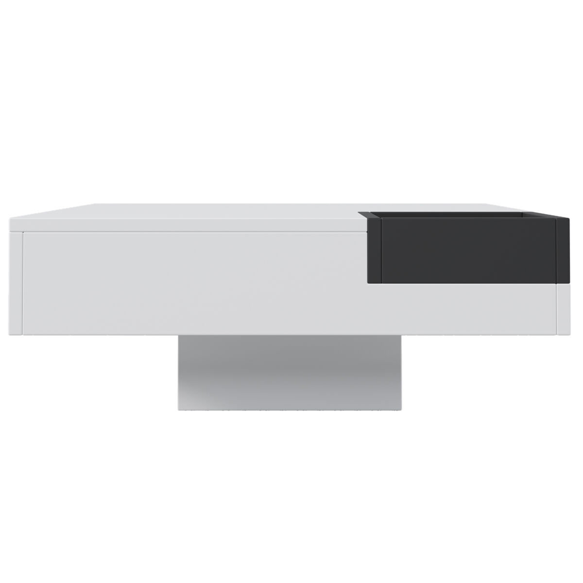 mesa de centro cuadrada con caja de almacenamiento extraible - luces led en la parte inferior - blanco