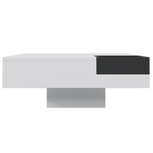 Mesa de centro quadrada com caixa de arrumação extraível - Luzes LED na parte inferior - Branco