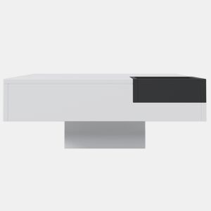 Mesa de centro quadrada com caixa de arrumação extraível - Luzes LED na parte inferior - Branco