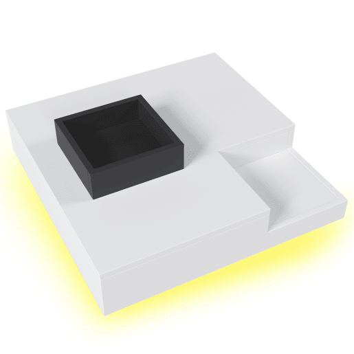 Mesa de centro quadrada com caixa de arrumação extraível - Luzes LED na parte inferior - Branco