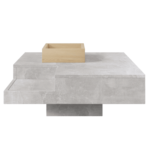 Mesa de centro quadrada com caixa de arrumação extraível - Cinzento claro Mesa de centro quadrada com caixa de arrumação extraível - Cinzento claro