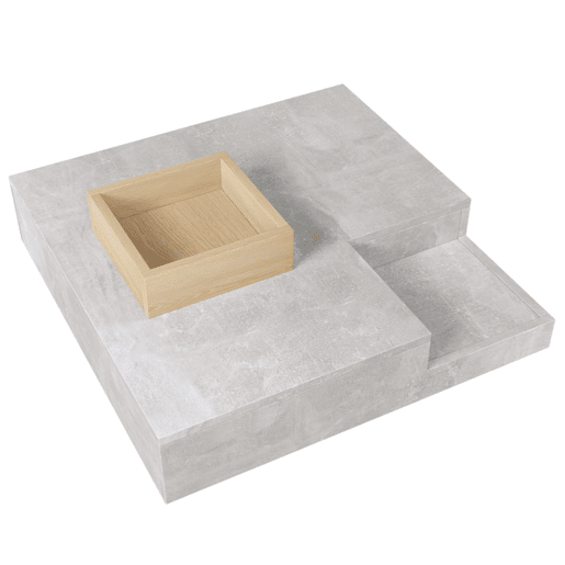 Mesa de centro quadrada com caixa de arrumação extraível - Cinzento claro Mesa de centro quadrada com caixa de arrumação extraível - Cinzento claro