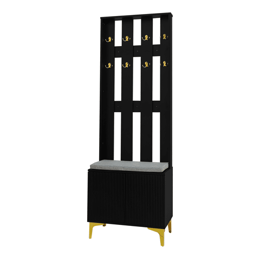 Roupeiro para sala de estar - com ganchos e sapateira - Preto Roupeiro para sala de estar - com ganchos e sapateira - Preto