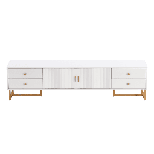 Móvel TV 175 cm - 2 portas texturadas e 4 gavetas - em MDF - Branco