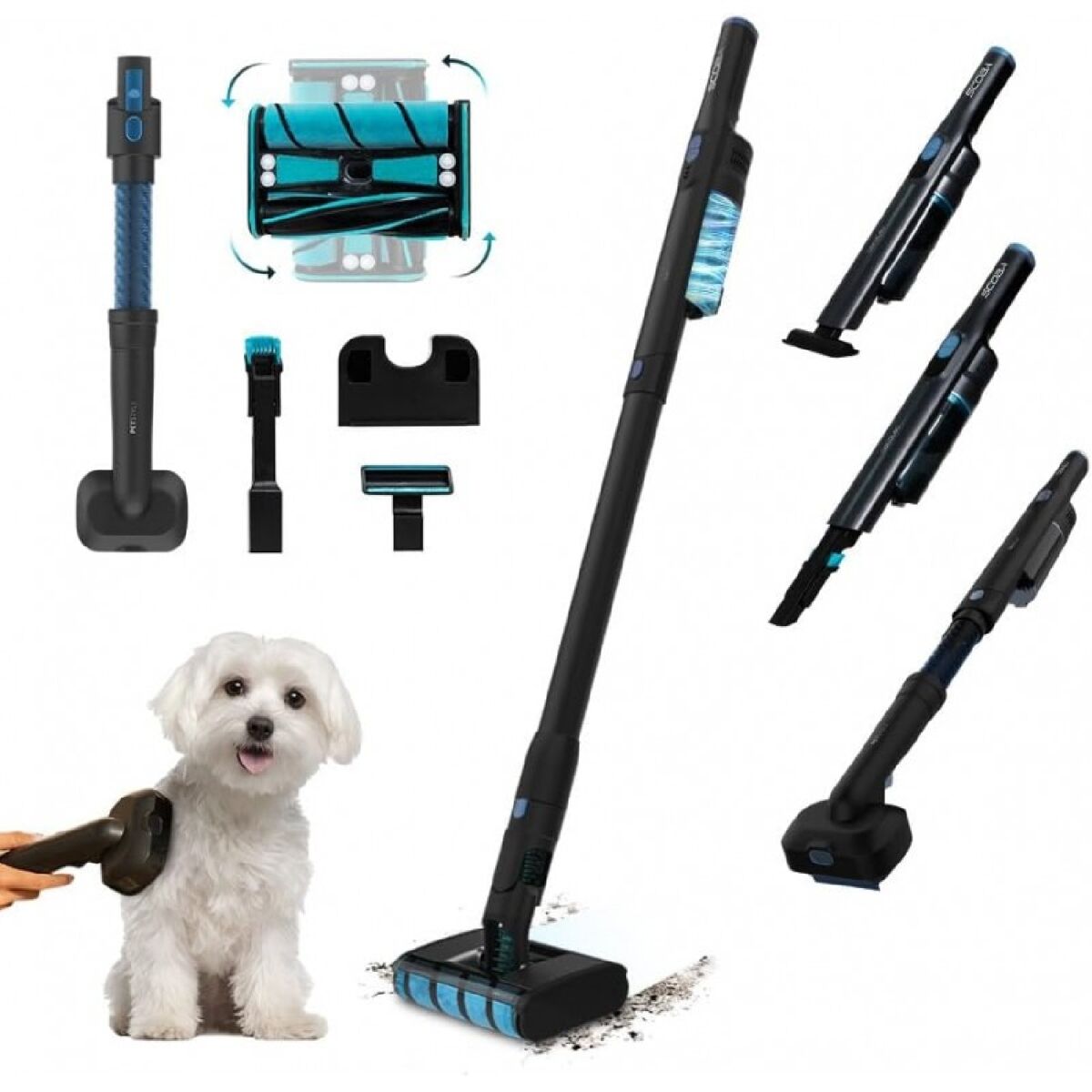 Aspirador vertical Cecotec Scoba 2100 Twice Animal 2 en 1 215W 20kPa especial animales