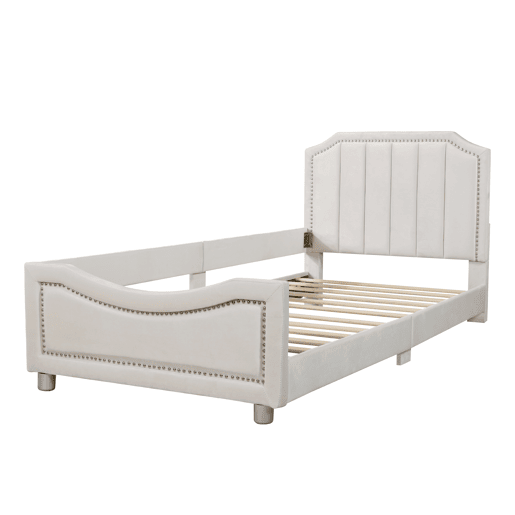 Cama individual para crianças 90x200cm - sofá-cama de veludo - Bege