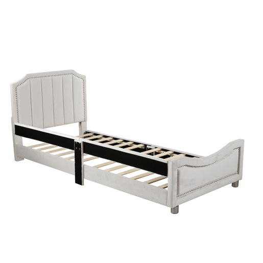 Cama individual para crianças 90x200cm - sofá-cama de veludo - Bege