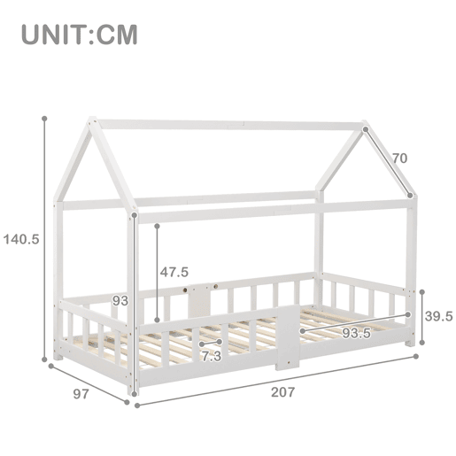 Cabine-cama 90x200 cm em madeira maciça - com ardósia - Branco