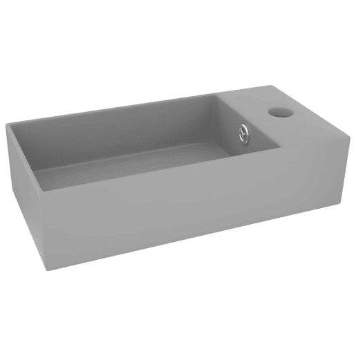 Lavatório - Lavabo - Pia de banheiro WC c extravasamento cerâmica cinza-claro