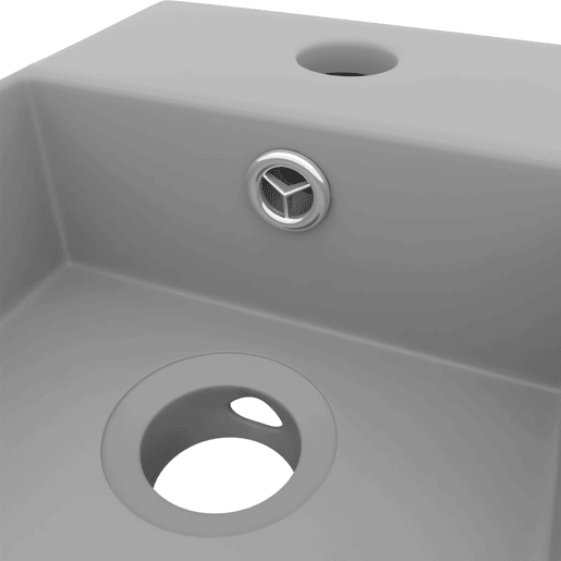 Lavatório - Lavabo - Pia de banheiro WC c extravasamento cerâmica cinza-claro