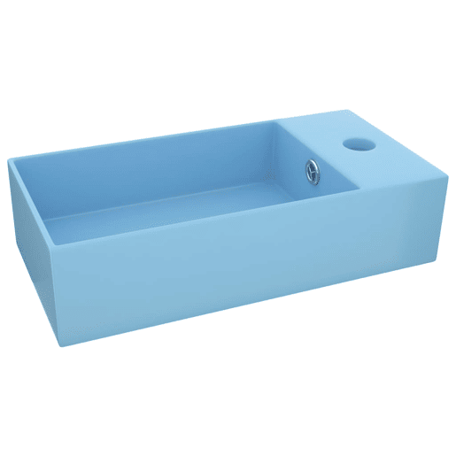 Lavatório - Lavabo - Pia de banheiro WC c extravasamento cerâmica azul-claro