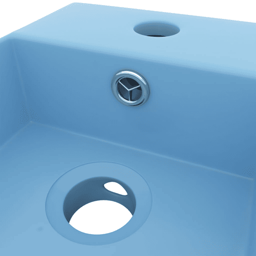 Lavatório - Lavabo - Pia de banheiro WC c extravasamento cerâmica azul-claro