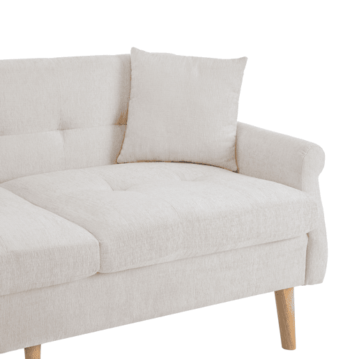 Sofá de 2 lugares estofado em chenille - 162x74x77 cm - Bege