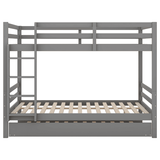 Beliche 2x140x200cm com cama de rodízio 90x190cm - com grade e escada - Cinzento
