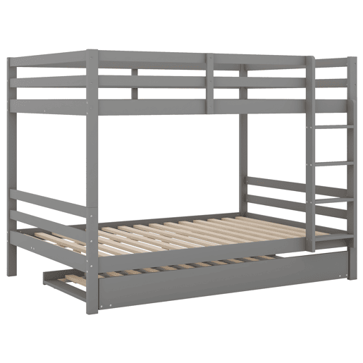Beliche 2x140x200cm com cama de rodízio 90x190cm - com grade e escada - Cinzento