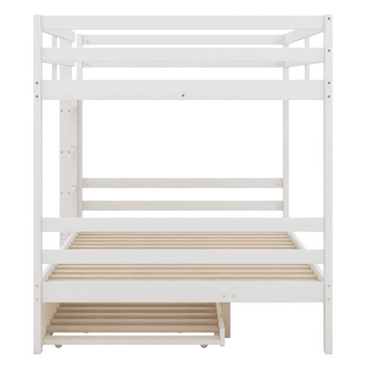 Beliche 2x140x200cm com cama de rodÃzio 90x190cm - com grade e escada - Branco Beliche 2x140x200cm com cama de rodÃzio 90x190cm - com grade e escada - Branco