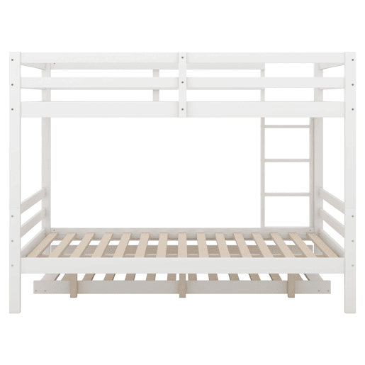 Beliche 2x140x200cm com cama de rodÃzio 90x190cm - com grade e escada - Branco Beliche 2x140x200cm com cama de rodÃzio 90x190cm - com grade e escada - Branco