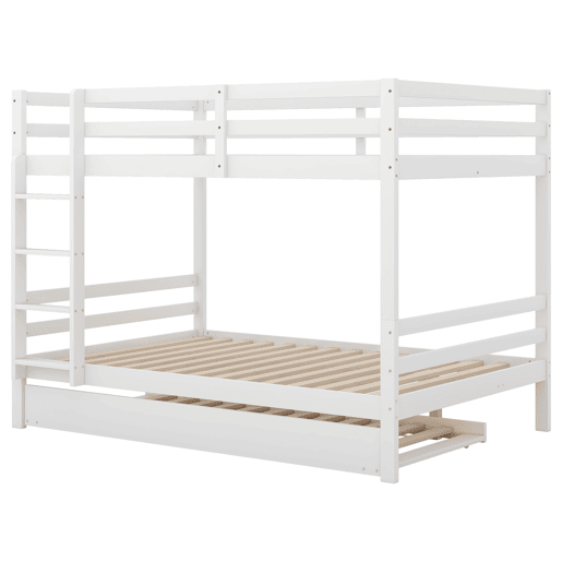 Beliche 2x140x200cm com cama de rodÃzio 90x190cm - com grade e escada - Branco Beliche 2x140x200cm com cama de rodÃzio 90x190cm - com grade e escada - Branco