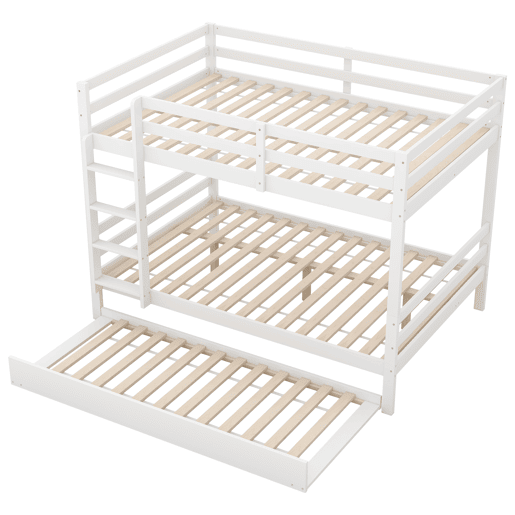 Beliche 2x140x200cm com cama de rodÃzio 90x190cm - com grade e escada - Branco Beliche 2x140x200cm com cama de rodÃzio 90x190cm - com grade e escada - Branco