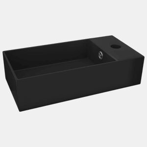 Lavatório - Lavabo - Pia de banheiro WC c extravasamento cerâmica preto mate