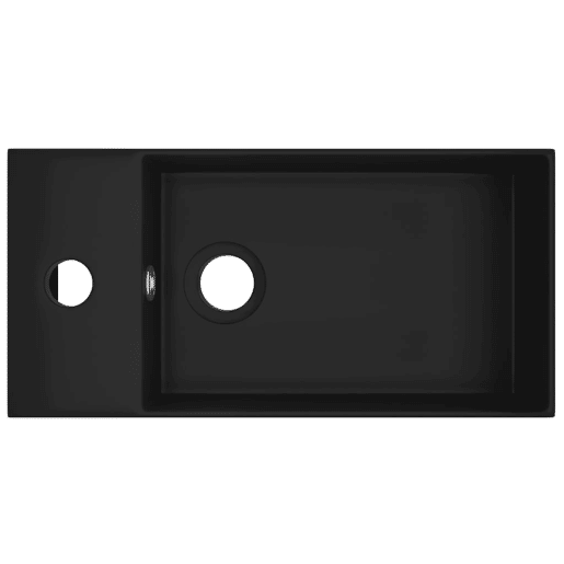 Lavatório - Lavabo - Pia de banheiro WC c extravasamento cerâmica preto mate