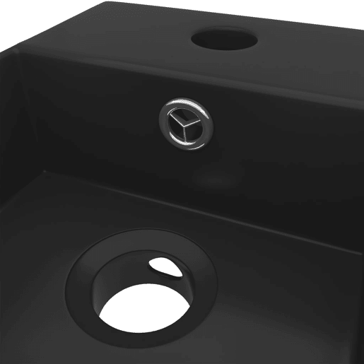 Lavatório - Lavabo - Pia de banheiro WC c extravasamento cerâmica preto mate