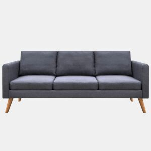 Sofá de 3 lugares - Sofá fixo tecido cinzento escuro